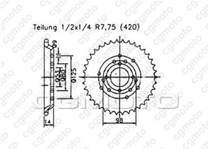 Kit chaine Derbi Senda 50 L/Sm