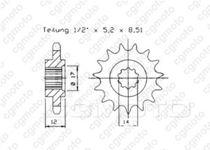 Kit chaine Gas Gas Ec 50 Rookie /Sm