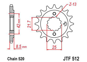 Kit chaine Kawasaki Bj 250 Estrella