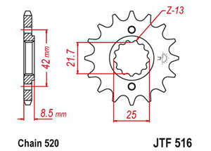 Kit chaine Kawasaki Klr 650 Tengai