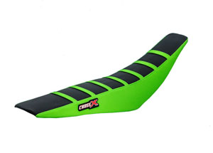 Housse de selle KAWASAKI KX 85 14-20 KX 100 14-20 TOP BLACK- SIDE GREEN-STRIPES GREEN (M219-3BGG)