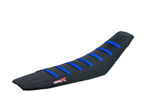 Housse de selle HUSQVARNA TE TC 08-13, WR CR 125 09-13 TOP BLACK- SIDE BLACK-STRIPES BLUE (M613-3BBBL)