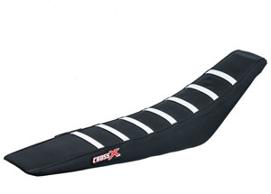 Housse de selle HUSQVARNA TE TC 08-13, WR CR 125 09-13 TOP BLACK- SIDE BLACK-STRIPES WHITE (M613-3BBW)